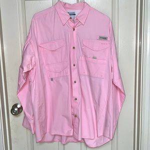 Pink Columbia PFG long sleeve button down . SPF fishing shirt size Large.